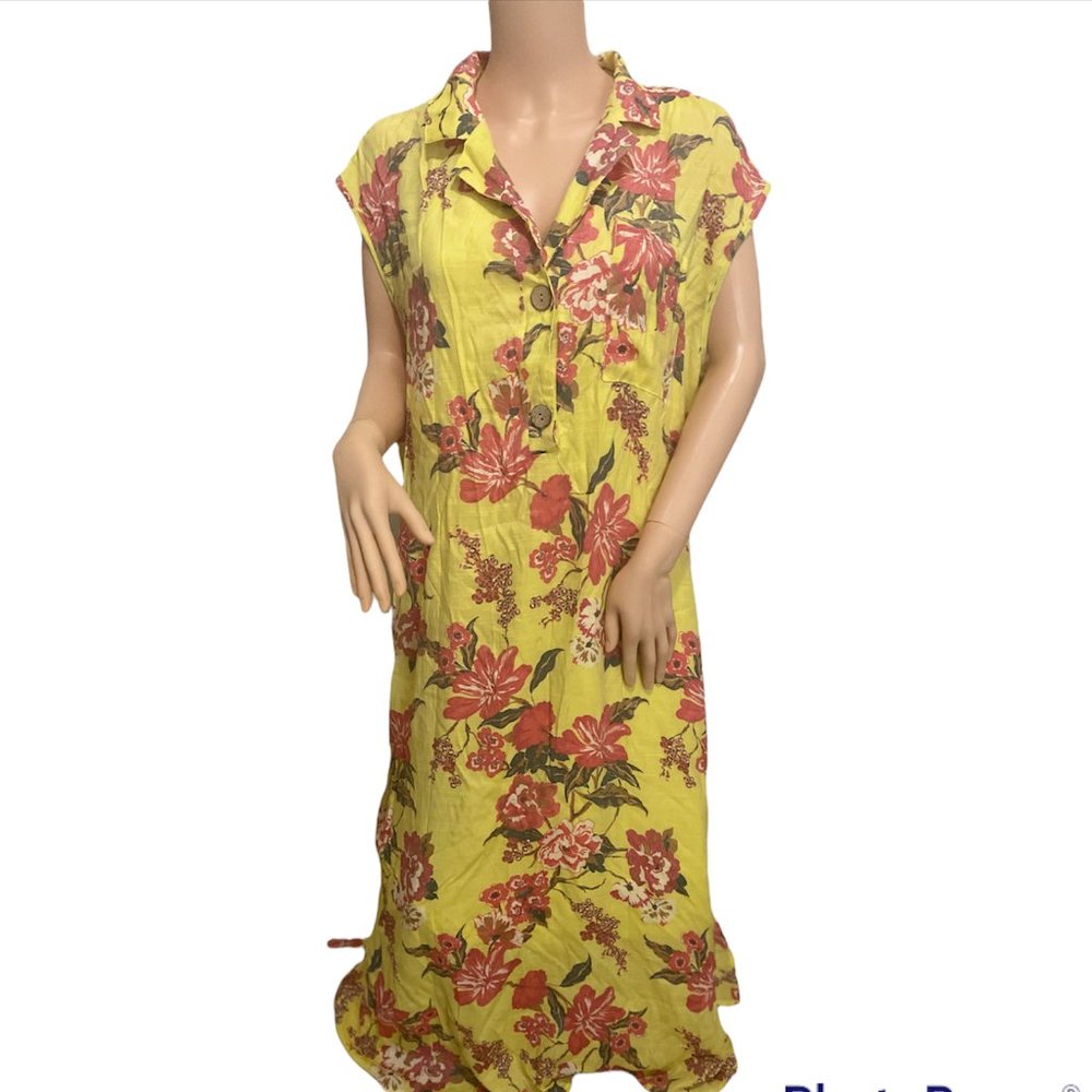 Beach Dress floral size: 2x ,new ,color yellow